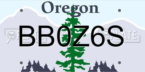 BB0Z6S Oregon License Plate