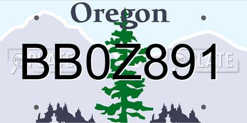BB0Z891 Oregon License Plate
