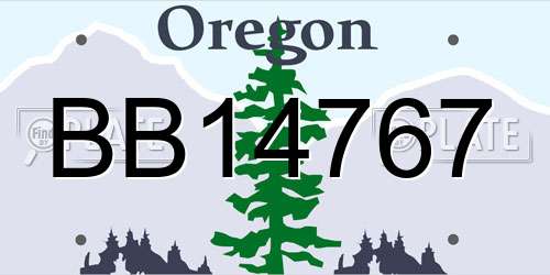 BB14767 Oregon License Plate