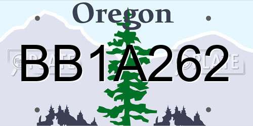 BB1A262 Oregon License Plate