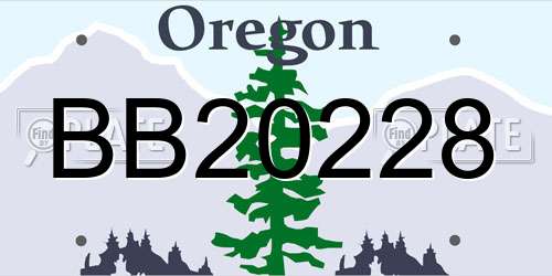 BB20228 Oregon License Plate