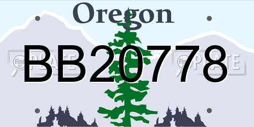 BB20778 Oregon License Plate