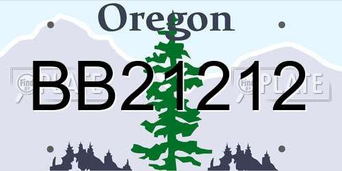 BB21212 Oregon License Plate