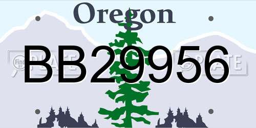 BB29956 Oregon License Plate