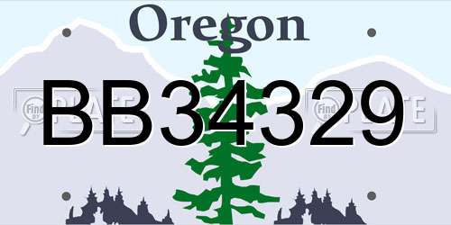 BB34329 Oregon License Plate
