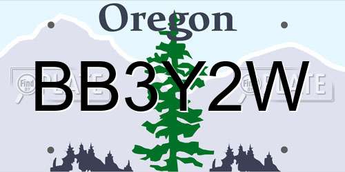 BB3Y2W Oregon License Plate