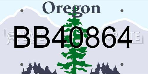 BB40864 Oregon License Plate
