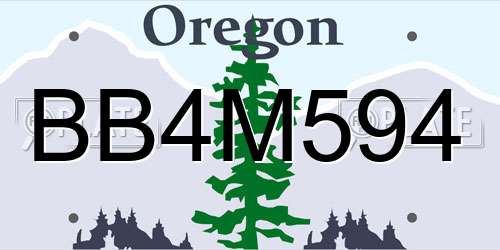 BB4M594 Oregon License Plate