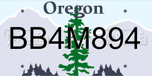 BB4M894 Oregon License Plate