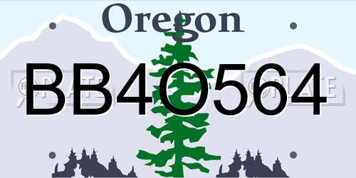 BB4O564 Oregon License Plate