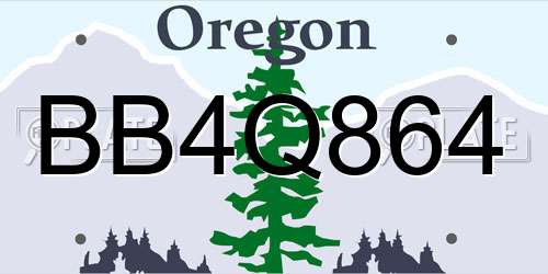 BB4Q864 Oregon License Plate