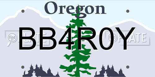 BB4R0Y Oregon License Plate