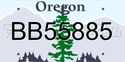 BB55885 Oregon License Plate