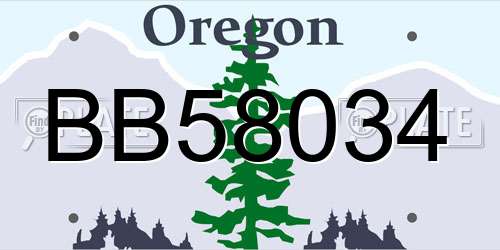 BB58034 Oregon License Plate