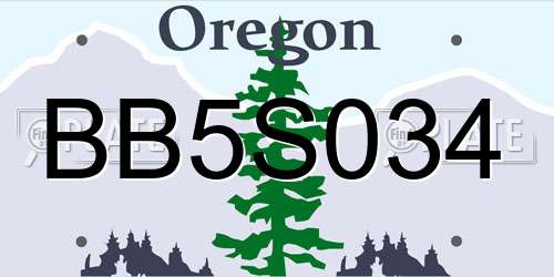 BB5S034 Oregon License Plate