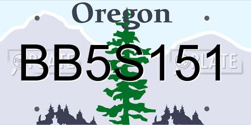 BB5S151 Oregon License Plate