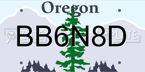 BB6N8D Oregon License Plate