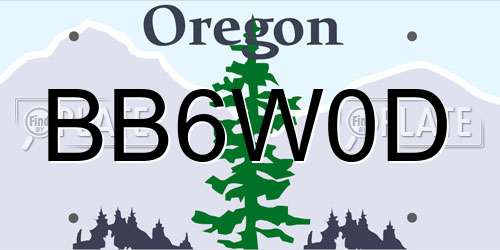 BB6W0D Oregon License Plate
