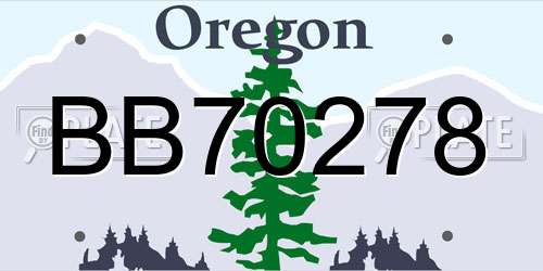 BB70278 Oregon License Plate