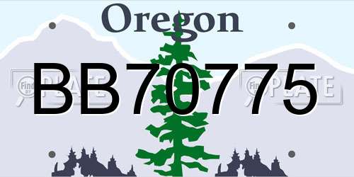 BB70775 Oregon License Plate