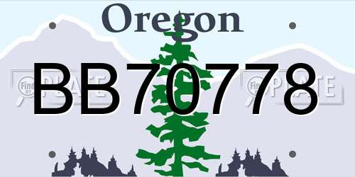 BB70778 Oregon License Plate