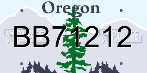 BB71212 Oregon License Plate