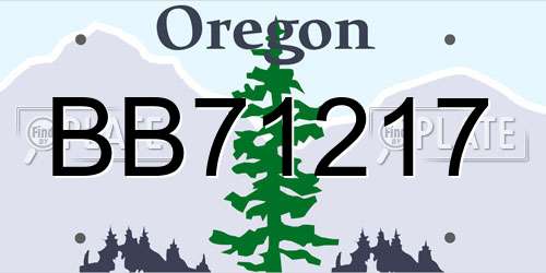 BB71217 Oregon License Plate