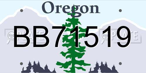 BB71519 Oregon License Plate