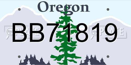 BB71819 Oregon License Plate