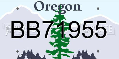 BB71955 Oregon License Plate