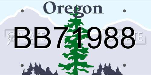 BB71988 Oregon License Plate