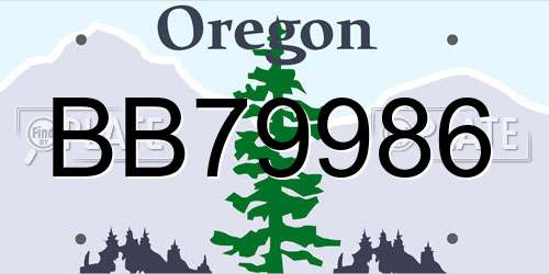 BB79986 Oregon License Plate