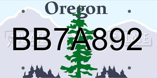 BB7A892 Oregon License Plate