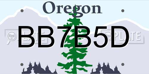 BB7B5D Oregon License Plate