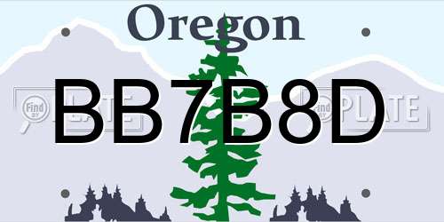 BB7B8D Oregon License Plate
