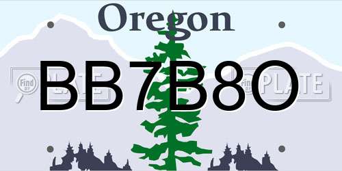 BB7B8O Oregon License Plate