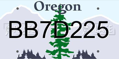 BB7D225 Oregon License Plate