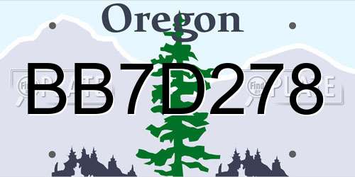 BB7D278 Oregon License Plate