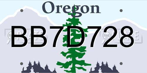 BB7D728 Oregon License Plate