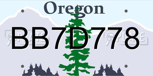 BB7D778 Oregon License Plate