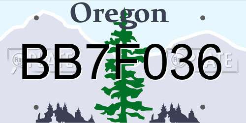 BB7F036 Oregon License Plate