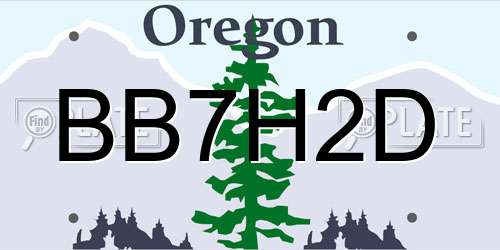 BB7H2D Oregon License Plate
