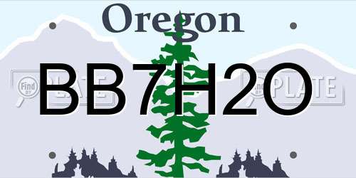 BB7H2O Oregon License Plate