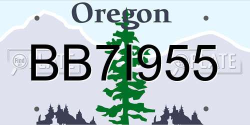 BB7I955 Oregon License Plate