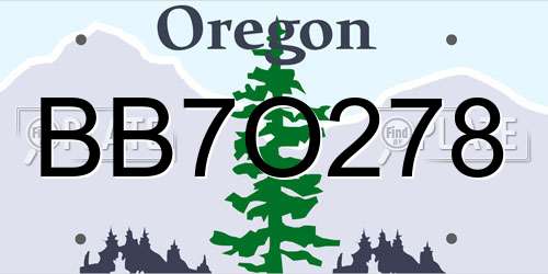 BB7O278 Oregon License Plate