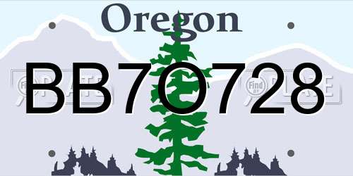 BB7O728 Oregon License Plate
