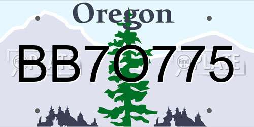 BB7O775 Oregon License Plate