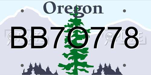 BB7O778 Oregon License Plate