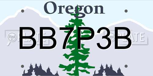 BB7P3B Oregon License Plate