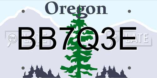 BB7Q3E Oregon License Plate